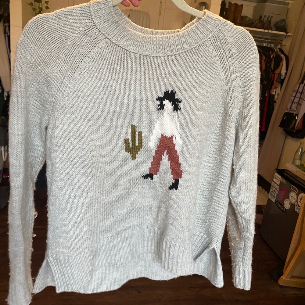 Madewell sweater with girl and cactus